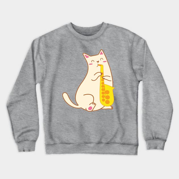 Saxophone Cat - Full Front Crewneck Sweatshirt by natelledrawsstuff